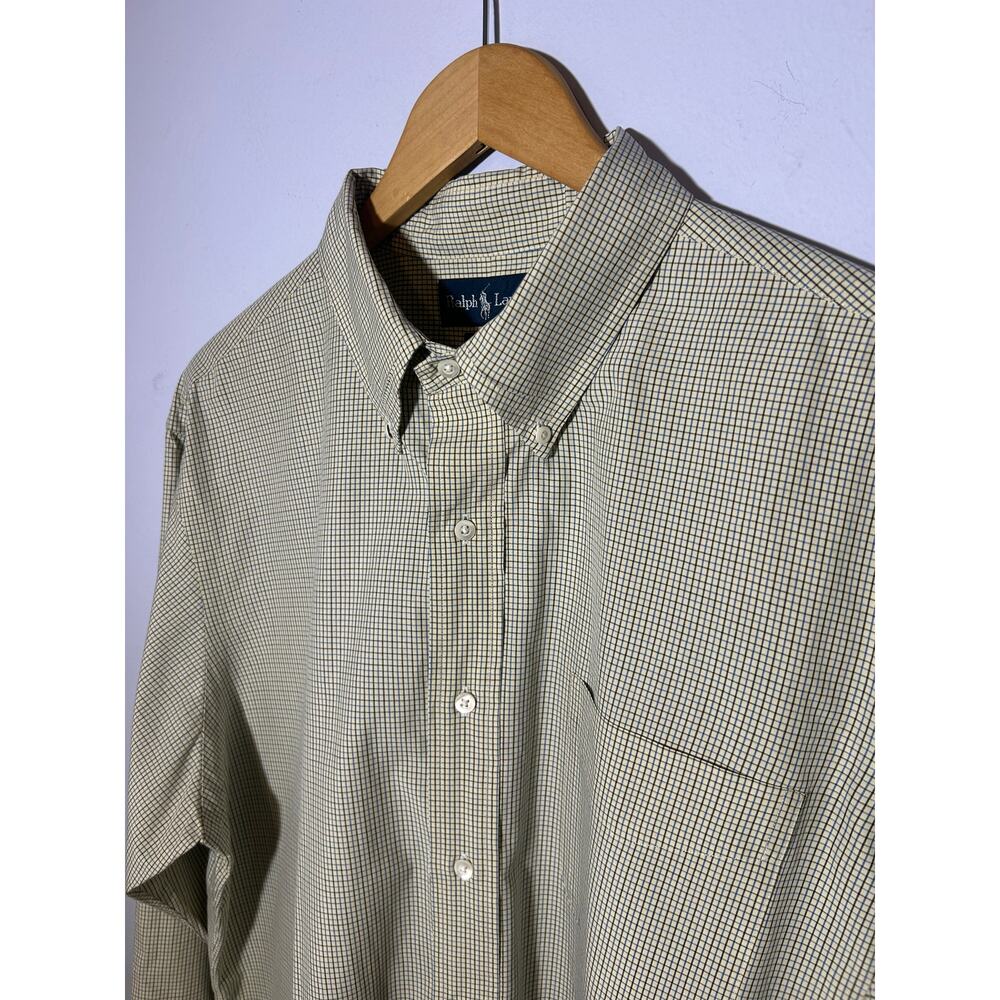 Green Checked Ralph Lauren Custom Fit Long-Sleeve Button-Down Shirt - (Mens XL) - Picture 3 of 11